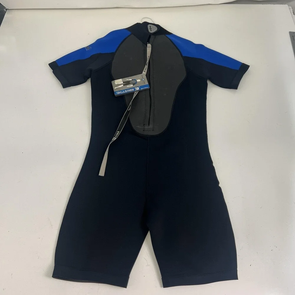 Aqua Lung Sport Plunge 3mm Mens Shorty Wetsuit Medium Blue Black Surf Dive